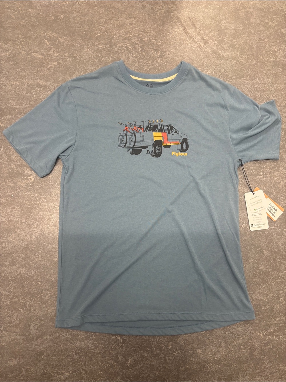 Flylow Men's Short Sleeve Graphic Tee in Dusty blue size Medium NWT